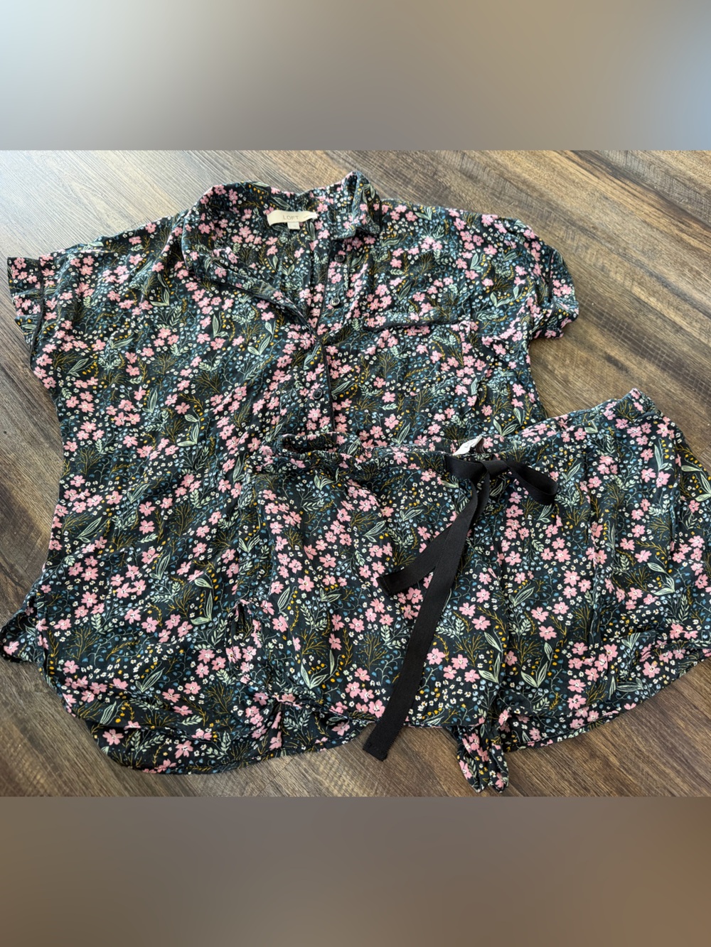 LOFT Black Floral Blossom Sleep Set